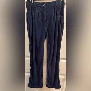 HALARA Navy Blue Corduroy Straight-Leg Pants